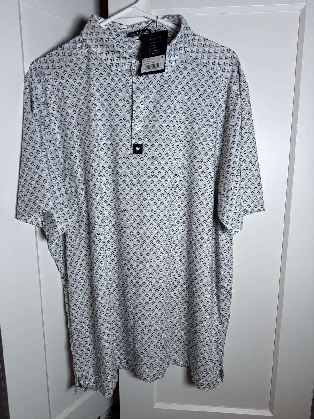Bad Birdie Short-Sleeve Polo with Micro Geometric Print